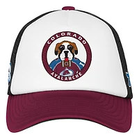 Casquette de camionneur ajustable blanche pour jeunes Mitchell & Ness, mascotte des Colorado Avalanches