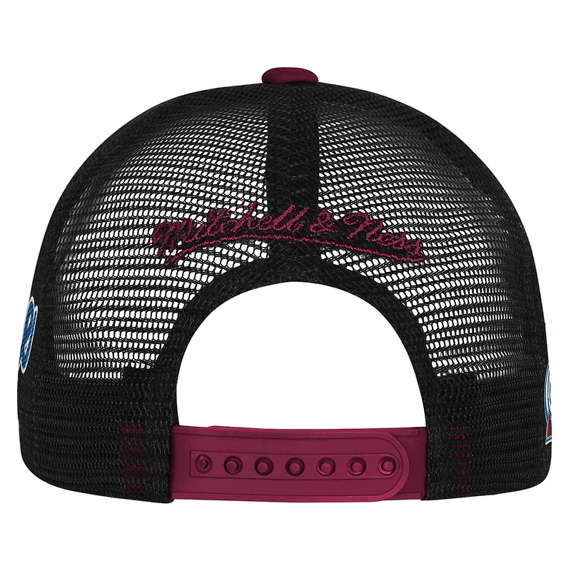 Casquette de camionneur ajustable blanche pour jeunes Mitchell & Ness, mascotte des Colorado Avalanches