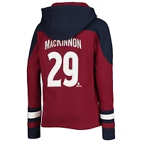 Chandail à capuchon avec nom et numéro encolure en V pour jeune Nathan MacKinnon Bourgogne Colorado Avalanche Ageless Must-Have