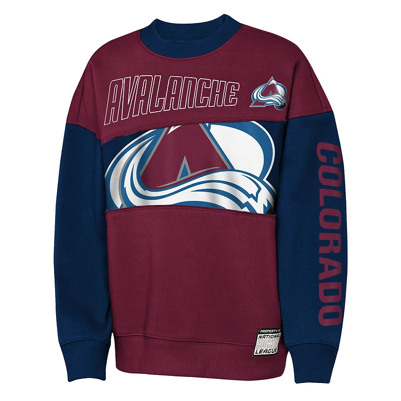 Youth Outerstuff Burgundy/Navy Colorado Avalanche Impact Player Sweatshirt