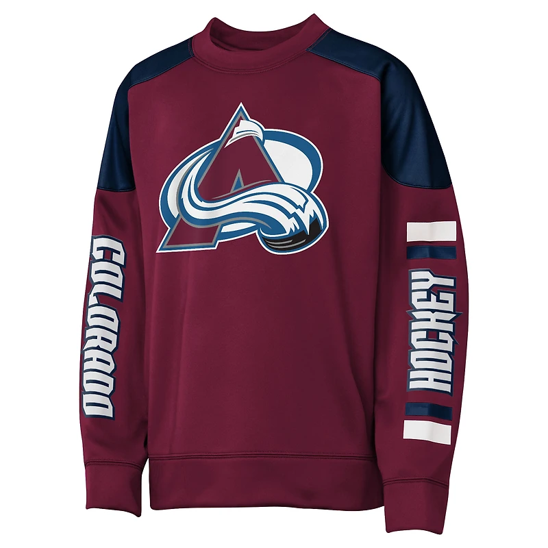 Youth Outerstuff Nathan MacKinnon Burgundy Colorado Avalanche Best Defense Name & Number Crewneck Sweatshirt