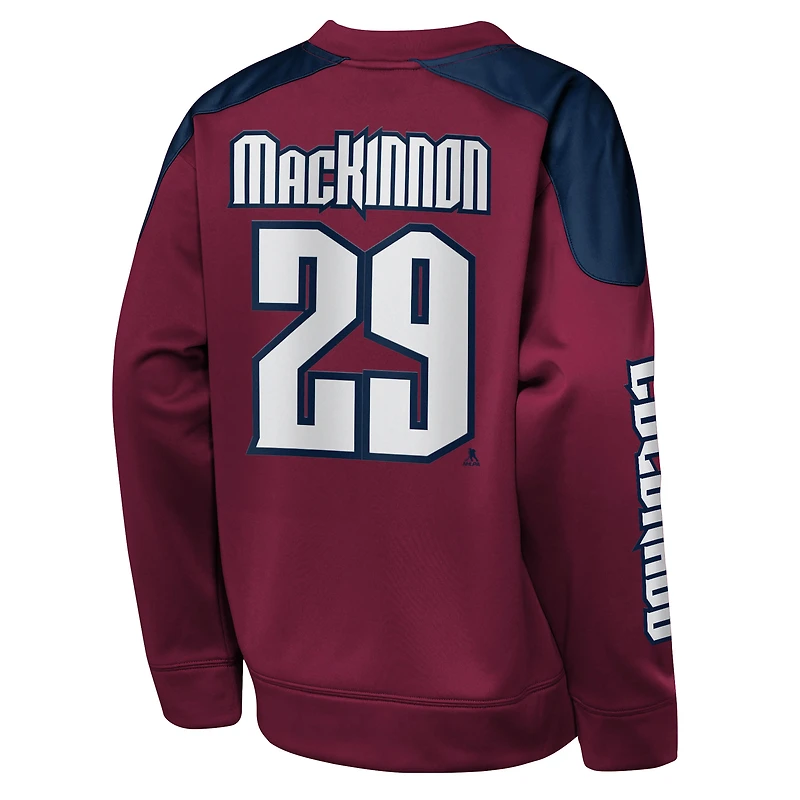 Youth Outerstuff Nathan MacKinnon Burgundy Colorado Avalanche Best Defense Name & Number Crewneck Sweatshirt