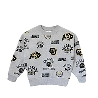 Sweat-shirt gris à manches longues pour jeunes filles, motif Gameday Couture des Colorado Buffaloes, Always On Repeat