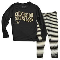 Infant Wes & Willy  Colorado Buffaloes Long Sleeve Top and Striped Tri-Blend Leggings Set