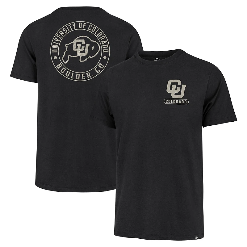 T-shirt Franklin '47 noir pour hommes des Buffaloes du Colorado sur la poitrine gauche et le dos Slide Two Hit