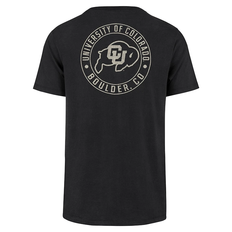 T-shirt Franklin '47 noir pour hommes des Buffaloes du Colorado sur la poitrine gauche et le dos Slide Two Hit