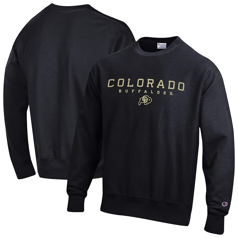 Sweat-shirt Champion noir Colorado Buffaloes Relentless Reverse Weave pour homme
