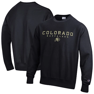 Sweat-shirt Champion noir Colorado Buffaloes Relentless Reverse Weave pour homme