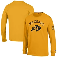 T-shirt à manches longues pour homme Champion Gold Colorado Buffaloes Miss Peggy 100e anniversaire