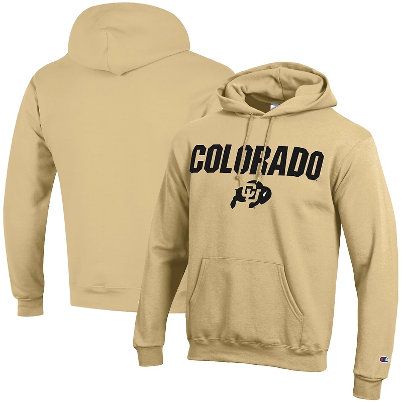 Sweat à capuche Powerblend pour hommes Champion Gold Colorado Buffaloes Straight Over Logo