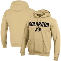 Sweat à capuche Powerblend pour hommes Champion Gold Colorado Buffaloes Straight Over Logo