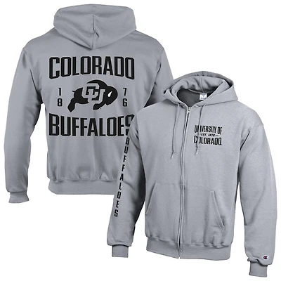 Men's Champion  Gray Colorado Buffaloes Varsity Powerblend Full-Zip Fleece Hoodie