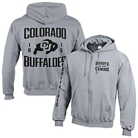 Men's Champion  Gray Colorado Buffaloes Varsity Powerblend Full-Zip Fleece Hoodie