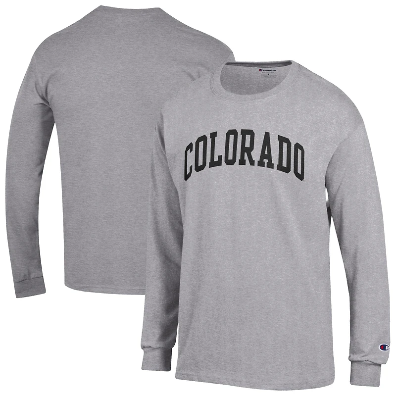 Men's Champion Heather Gray Colorado Buffaloes Basic Arch Long Sleeve T-Shirt