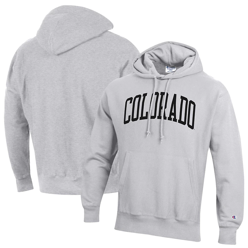 Sweat à capuche coupe décontractée Champion Heather Grey Colorado Buffaloes Team Arch Reverse Weave pour homme