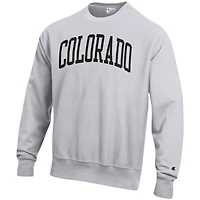 Men's Champion Heathered Gray Colorado Buffaloes Arch Reverse Weave Pullover Sweatshirt