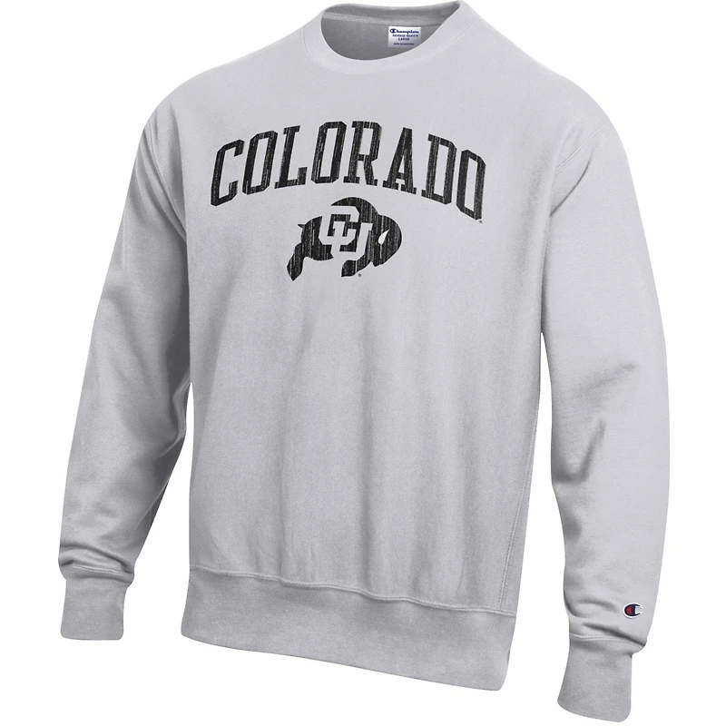Sweat-shirt Champion Silver Colorado Buffaloes Arch Over Logo Reverse Weave pour hommes