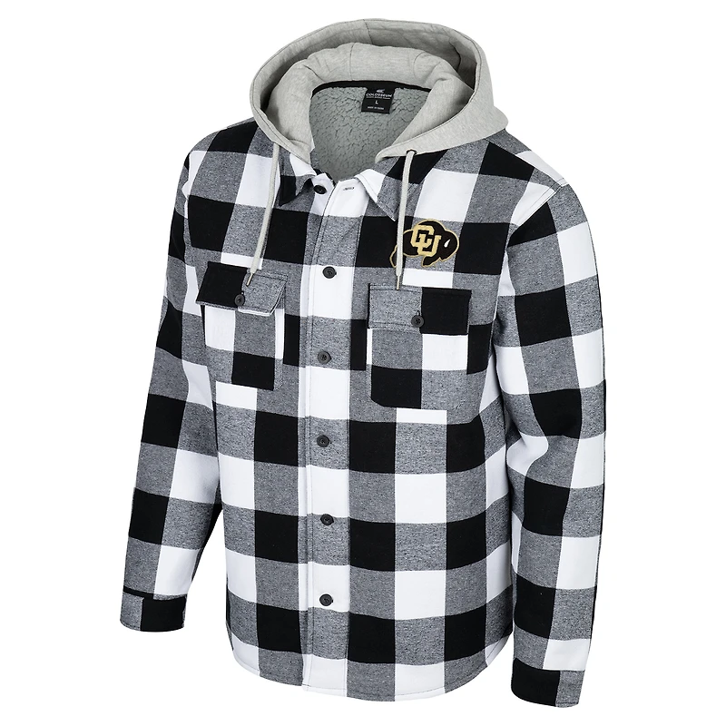 Men's Colosseum Black/White Colorado Buffaloes Buffalo Plaid Full-Zip Jacket