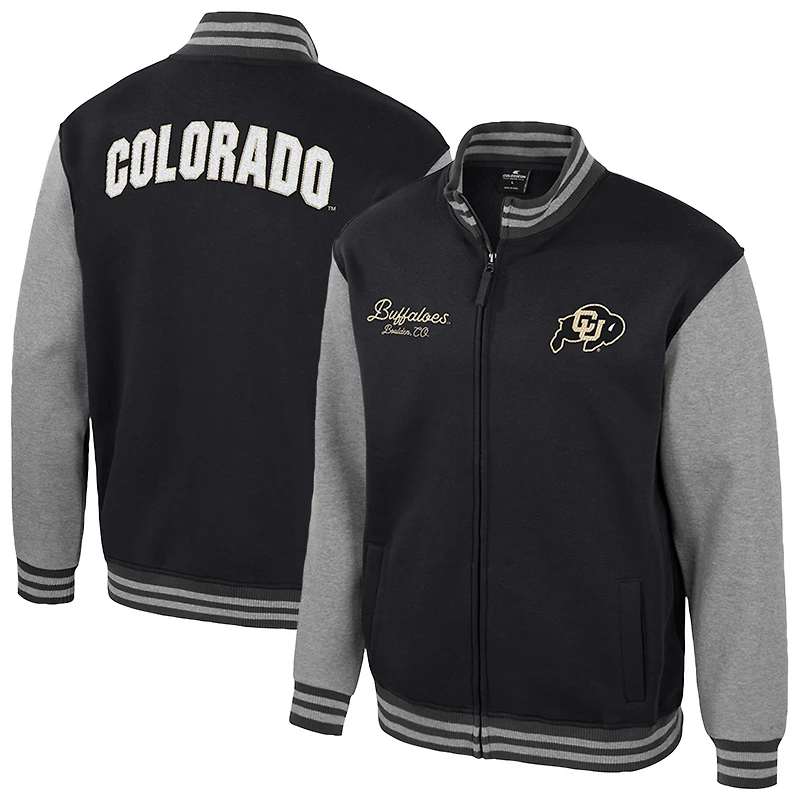 Men's Colosseum Black Colorado Buffaloes Ambi-Turner Full-Zip Varsity Jacket