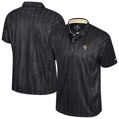 Men's Colosseum  Black Colorado Buffaloes Football Print Polo