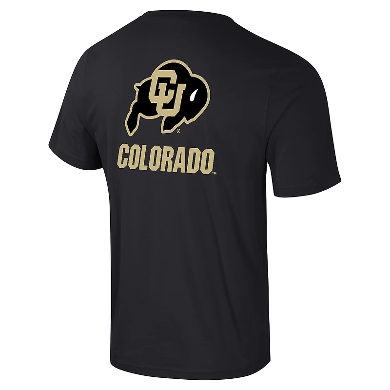 Men's Colosseum Black Colorado Buffaloes Logo Lockup 2-Hit Active Blend T-Shirt