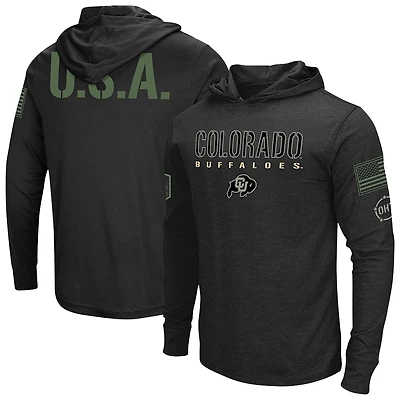 Men's Colosseum  Black Colorado Buffaloes OHT Military Appreciation Camo Hooded Long-Sleeve T-Shirt