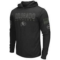 T-shirt à manches longues capuche Colosseum Black Colorado Buffaloes OHT en hommage aux militaires