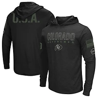 T-shirt à manches longues capuche Colosseum Black Colorado Buffaloes OHT en hommage aux militaires