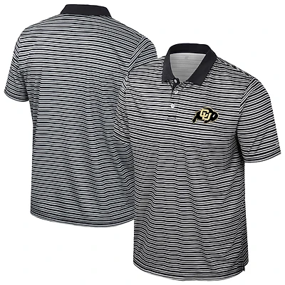 Men's Colosseum Black Colorado Buffaloes Striped Polo