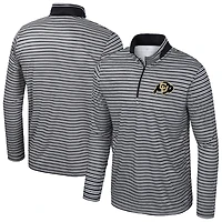 Men's Colosseum Black Colorado Buffaloes Striped Quarter-Zip Top