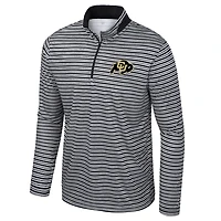 Men's Colosseum Black Colorado Buffaloes Striped Quarter-Zip Top