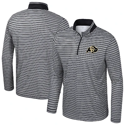 Haut rayé à glissière quart de tour pour homme Colosseum Black Colorado Buffaloes