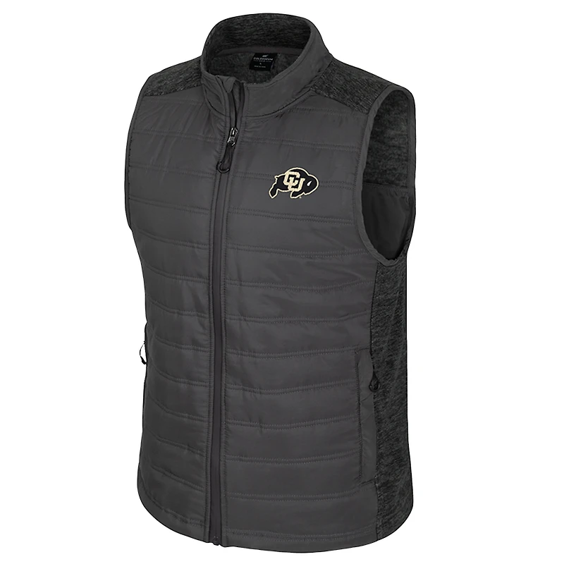 Men's Colosseum Charcoal Colorado Buffaloes Nightman Full-Zip Puffer Vest