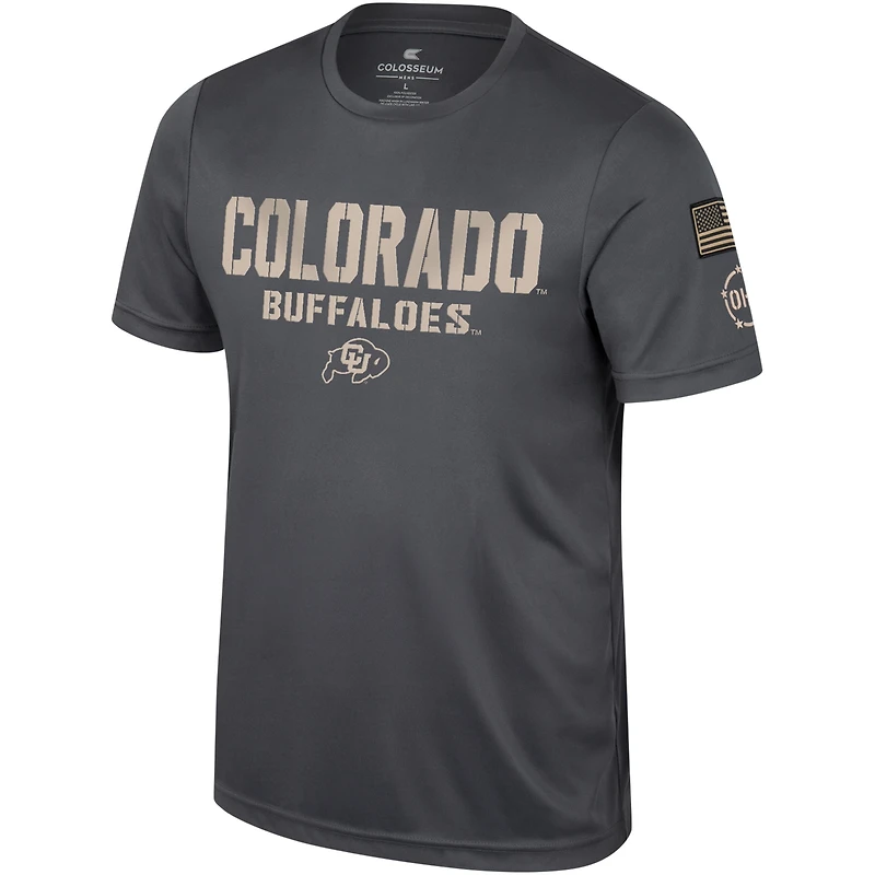 Men's Colosseum Charcoal Colorado Buffaloes OHT Military Appreciation  T-Shirt