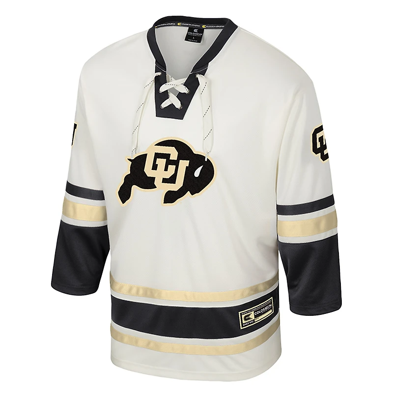 Men's Colosseum Cream Colorado Buffaloes Puck Proud Fashion Hockey Jersey