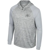Men's Colosseum Gray Colorado Buffaloes Cybernetic Raglan Quarter-Zip Hooded Top