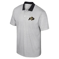 Men's Colosseum White/Black Colorado Buffaloes Print Stripe Polo