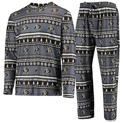 Men's Concepts Sport Black Colorado Buffaloes Ugly Sweater Long Sleeve Top and Pants Sleep Set