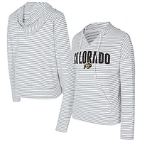 Men's Concepts Sport  White/Gray Colorado Buffaloes French Terry Striped V-Neck Pullover Hoodie
