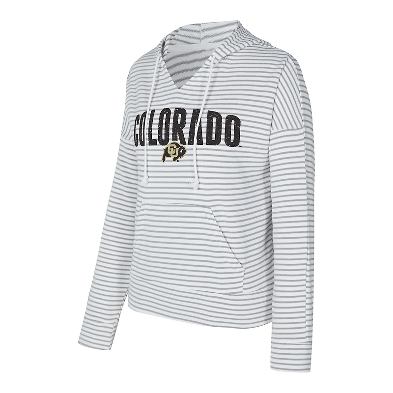 Men's Concepts Sport  White/Gray Colorado Buffaloes French Terry Striped V-Neck Pullover Hoodie