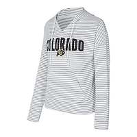 Men's Concepts Sport  White/Gray Colorado Buffaloes French Terry Striped V-Neck Pullover Hoodie