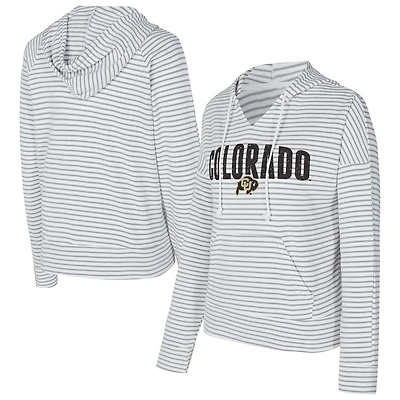 Men's Concepts Sport  White/Gray Colorado Buffaloes French Terry Striped V-Neck Pullover Hoodie