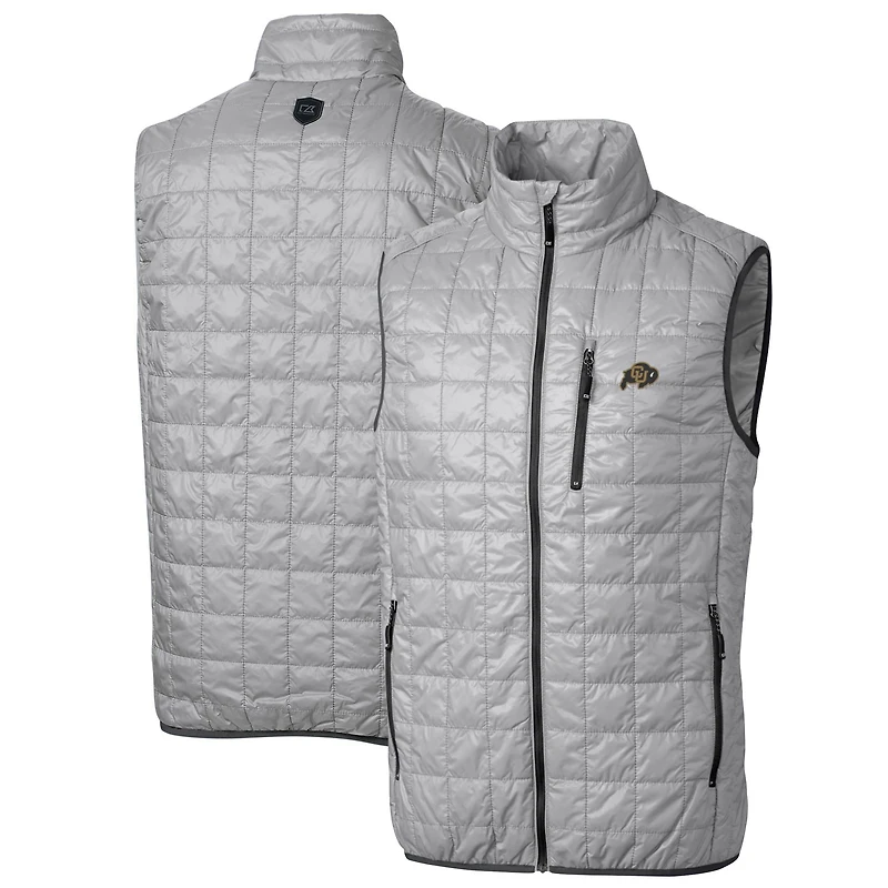 Men's Cutter & Buck Gray Colorado Buffaloes Big Tall Rainier PrimaLoft Eco Full-Zip Puffer Vest