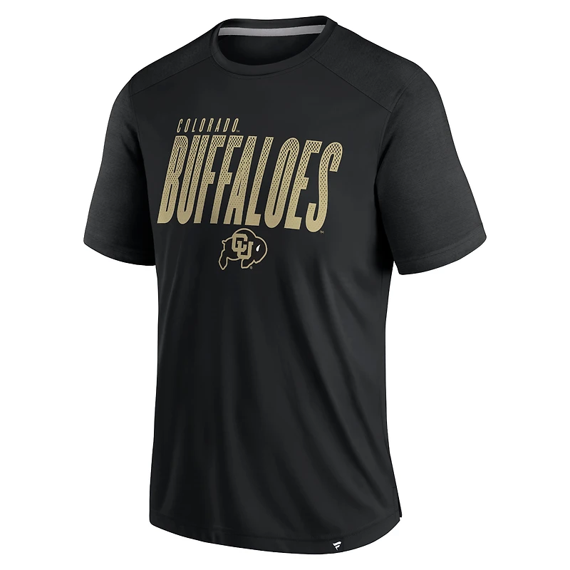 Men's Fanatics Black Colorado Buffaloes Defender Fade Slant T-Shirt