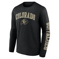 Men's Fanatics Black Colorado Buffaloes Distressed Arch Over Logo Long Sleeve T-Shirt