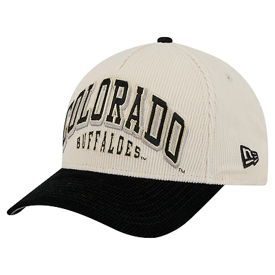 Men's New Era Black/Cream Colorado Buffaloes Arch Two-Tone Corduroy 9FORTY A-Frame Adjustable Hat