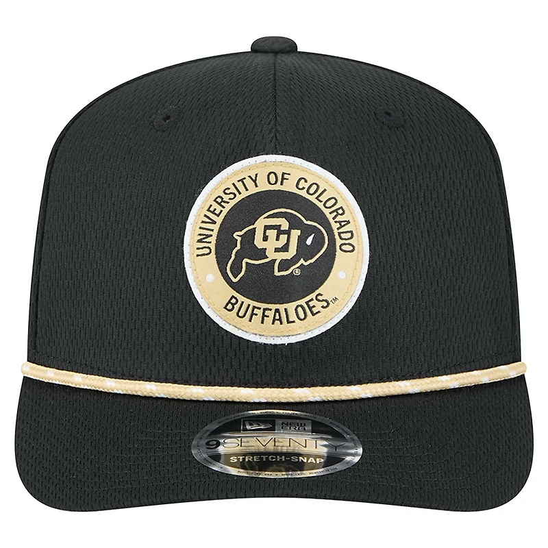 Men's New Era Black Colorado Buffaloes COOLERA 9SEVENTY Rope Stretch-Snap Hat