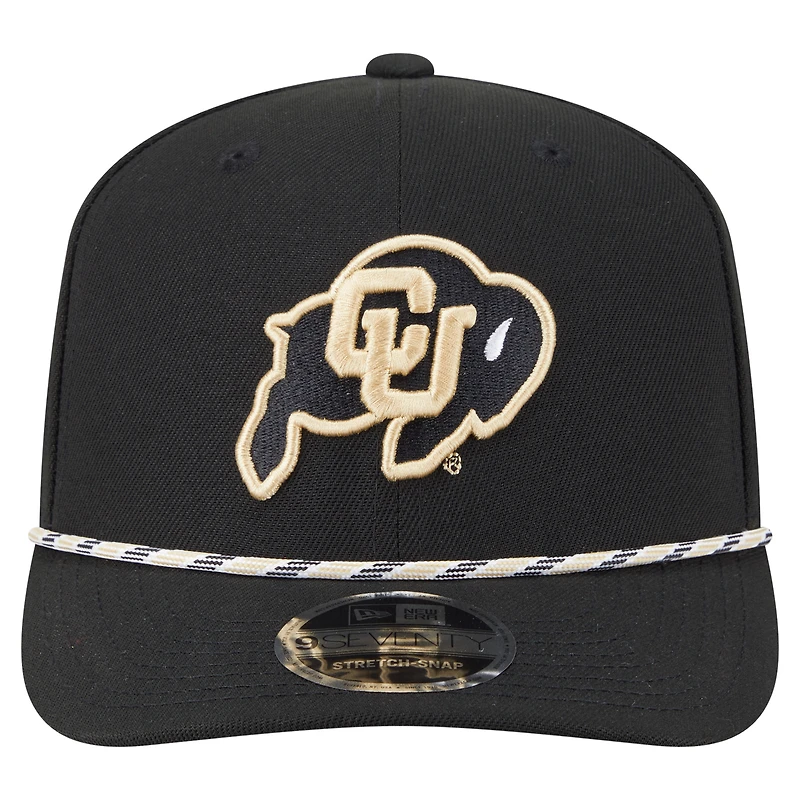 Men's New Era Black Colorado Buffaloes Game Day Multi-Rope 9SEVENTY Stretch-Snap Hat