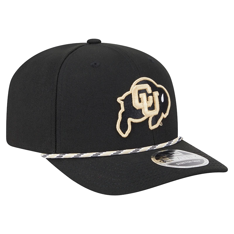 Men's New Era Black Colorado Buffaloes Game Day Multi-Rope 9SEVENTY Stretch-Snap Hat