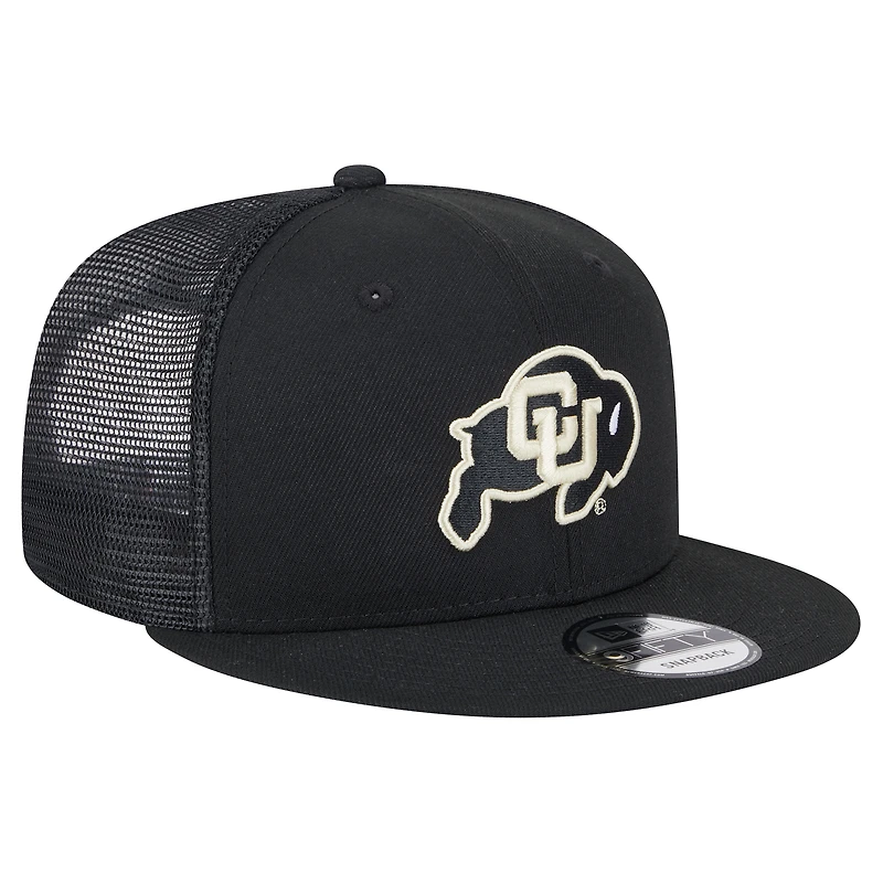 Men's New Era Black Colorado Buffaloes Trucker 9FIFTY Snapback Hat